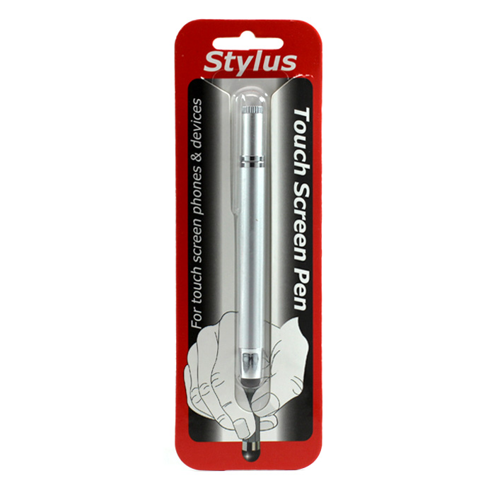 2 in 1 Mini Stylus Touch PEN with Mini Writing PEN (Silver)